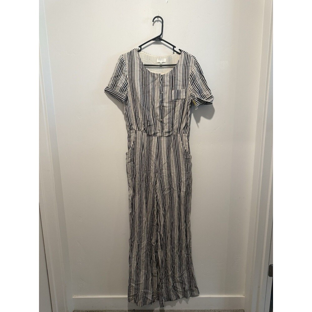 Harlyn Womens Striped Side Zip Wide Leg Jumpsuits Size XS